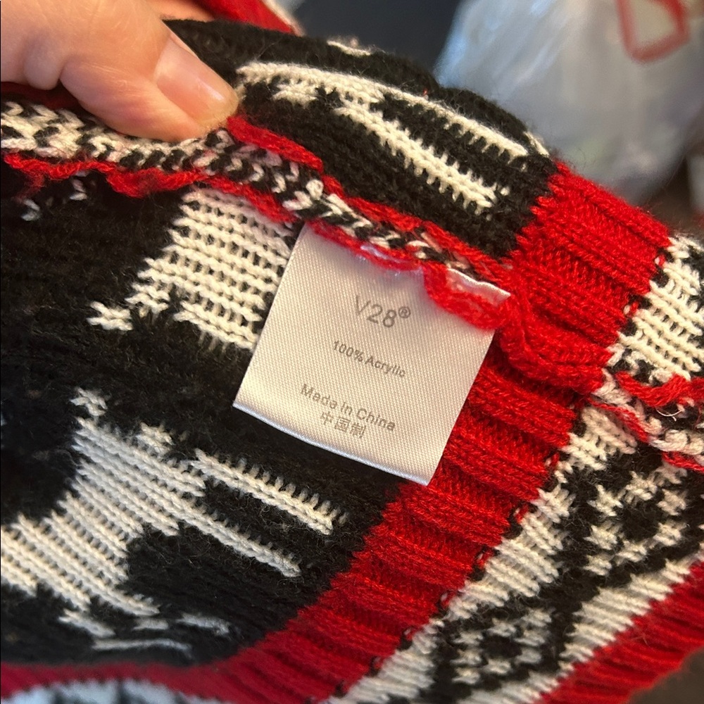 Women's Reindeer Pattern Cardigan - Red and Black - Picture 4 of 4